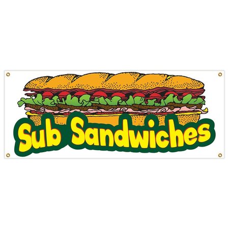 SIGNMISSION Sub Sandwiches Banner Heavy Duty 13 Oz Vinyl with Grommets B-Sub Sandwiches